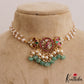Gorgeous Peacock Floral Motifs Jadau Choker With Triple Strand Pearl Chain NC2622