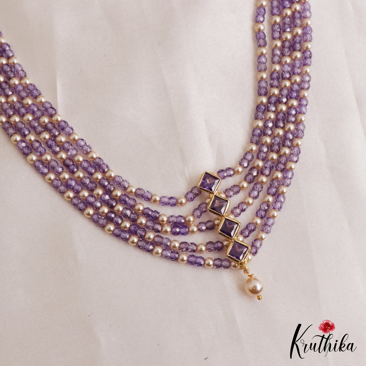 Trendy Square Motifs Multi Layer Pearl Bead Haaram LH2134 (Available In 5 Colors)