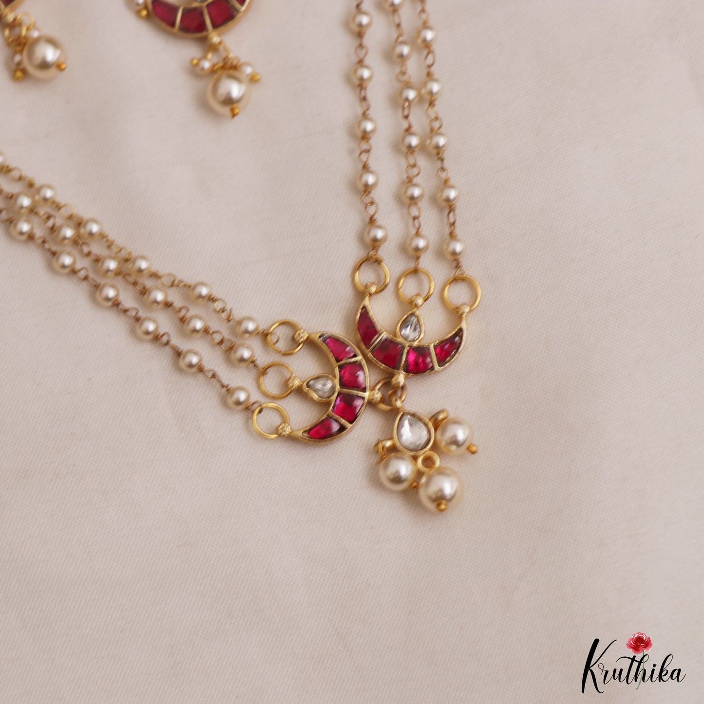 Elegant Multi Pearl Strand Jadau Choker NC3030