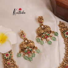 Premium Lakshmi Jadau Necklace with Pastel Green Beads Drops NC1942