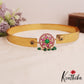Simple Floral Motifs Hip Belt With Green Bead Drops V366