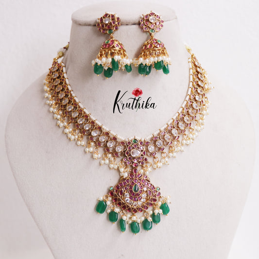 Stunning Floral Peacock Kemp Guttapoosalu Necklace NC2552