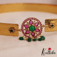 Simple Floral Motifs Hip Belt With Green Bead Drops V366