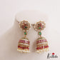 Stunning Peacock Motifs Kemp Jhumkas With Pear Bead Drops E1103 (Available In 2 Colors)