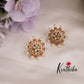 Beautiful Antique Floral Chakra Pearl Earstuds E691 (Available in 3 Colors)