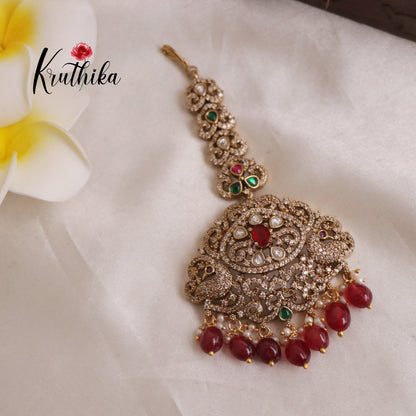 Gorgeous Victorian Peacock Maang Tika MT242 [ Available in 4 colours]