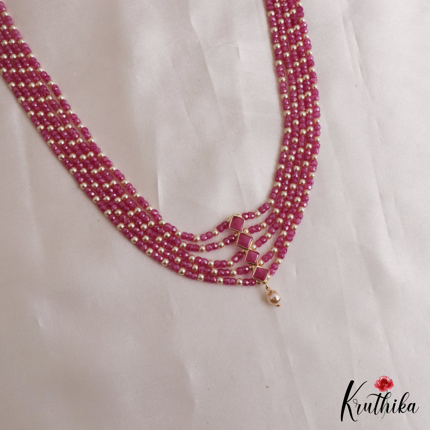 Trendy Square Motifs Multi Layer Pearl Bead Haaram LH2134 (Available In 5 Colors)
