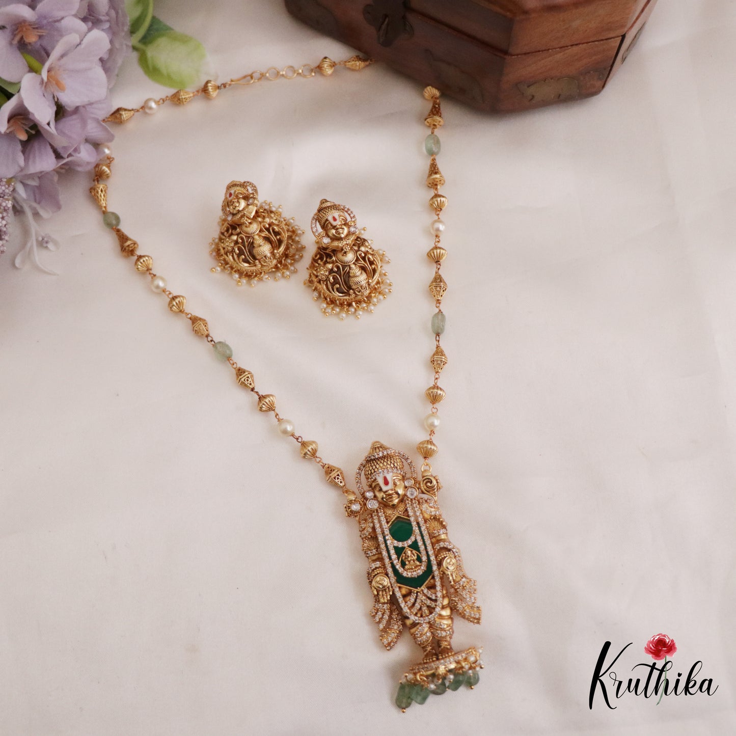 Beautiful Antique Lord Balaji Pendant Necklace NC2663 (Available In 2 Colors)