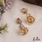 Elegant Floral Motifs AD Jhumkas With Pearl Drops E1098 (Available In 3 Colors)