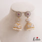 Elegant Floral Motifs AD Jhumkas With Pearl Drops E1098 (Available In 3 Colors)