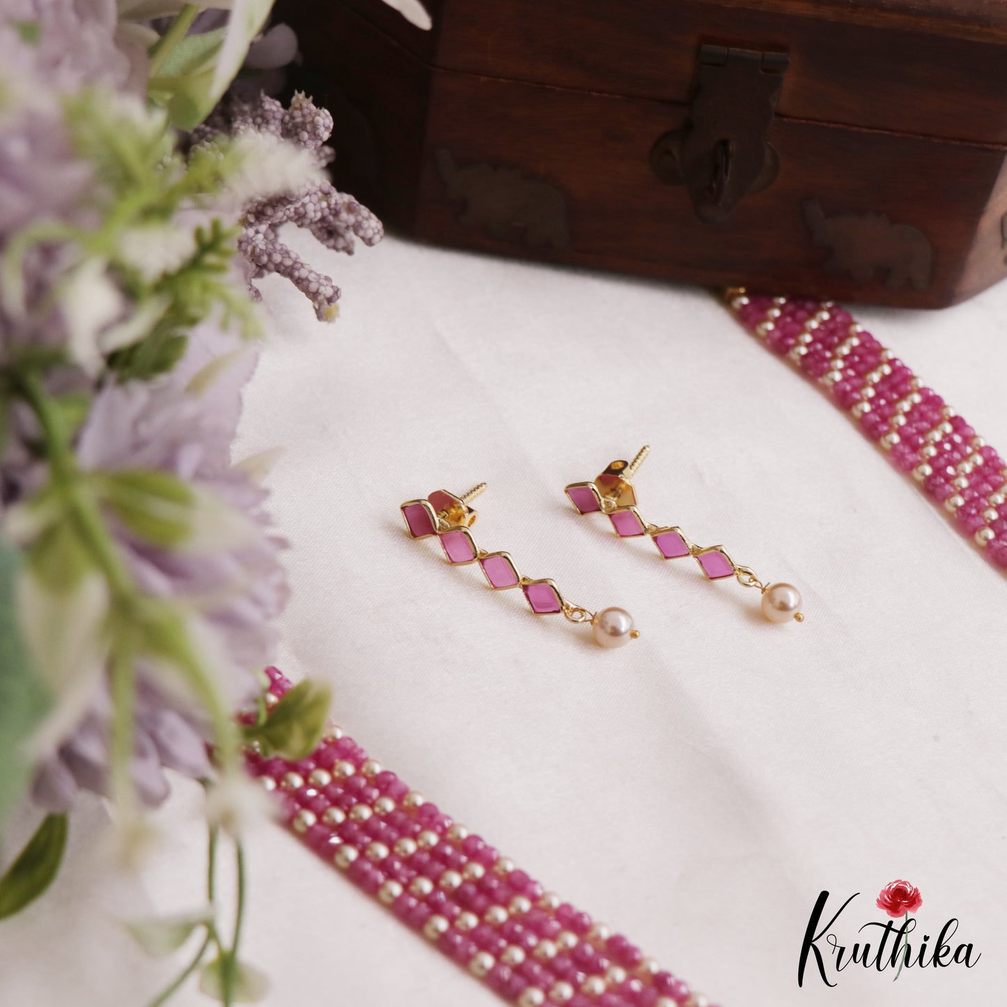 Trendy Square Motifs Multi Layer Pearl Bead Haaram LH2134 (Available In 5 Colors)