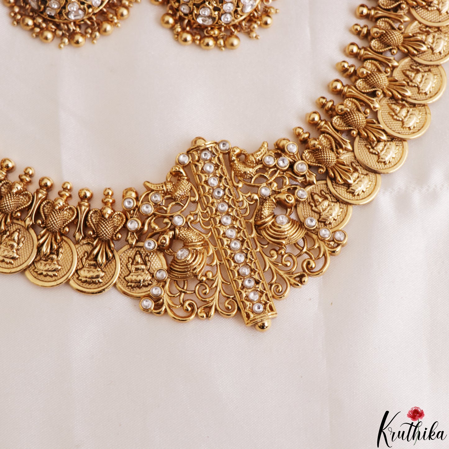Gorgeous Antique Peacock Motifs Lakshmi Kasu Necklace NC3210