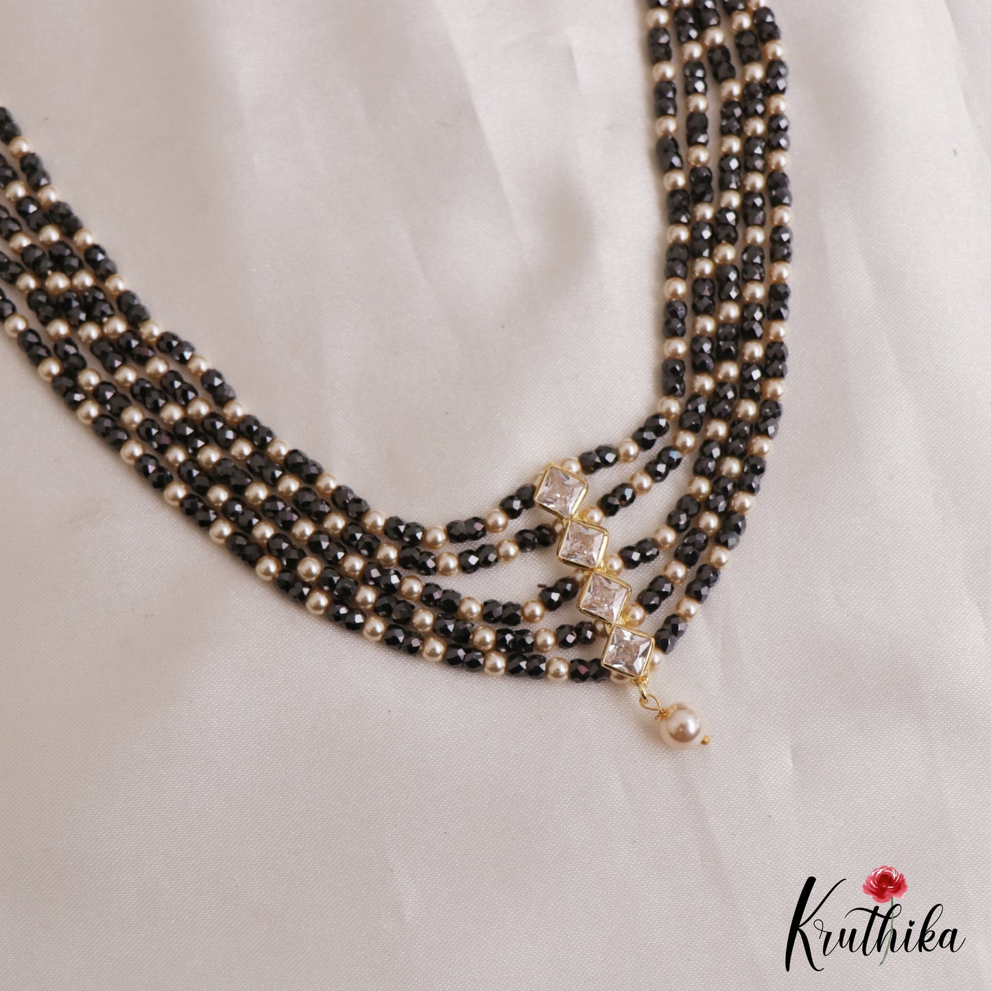 Trendy Square Motifs Multi Layer Pearl Bead Haaram LH2134 (Available In 5 Colors)