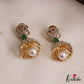 Trendy Gold-Tone AD Jhumkas With Pearl Drop E1108 (Available In 3 Colors)