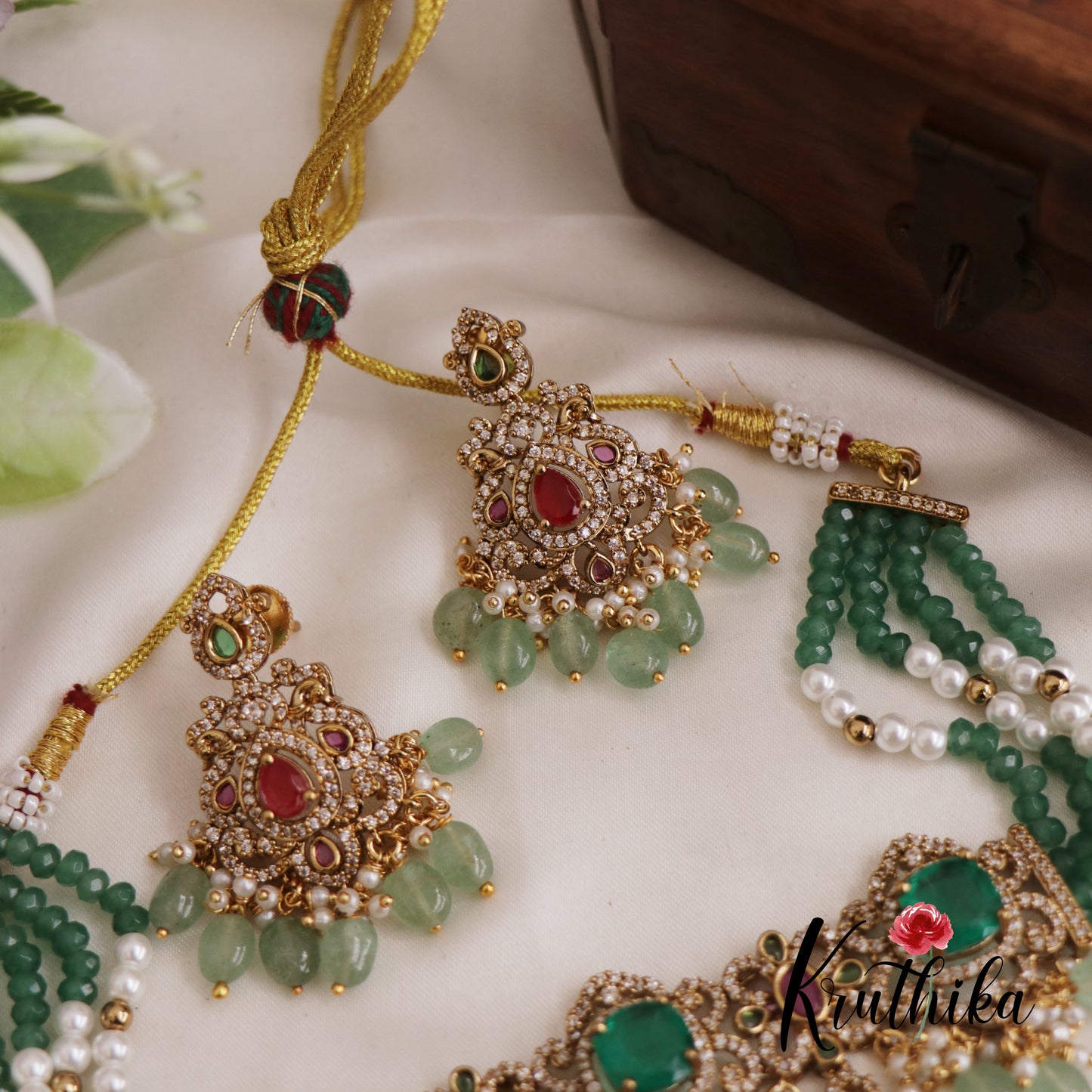 Gorgeous CZ Victorian Choker With Multi Strand Pearl Chain  NC2605 (Available in 2 Colors)