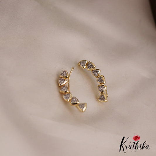 Trendy Triangle Motifs AD Stones Ear Climbers E933