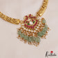 Pretty Peacock Motifs Hasli Jadau Choker With Green Bead Drops NC2957