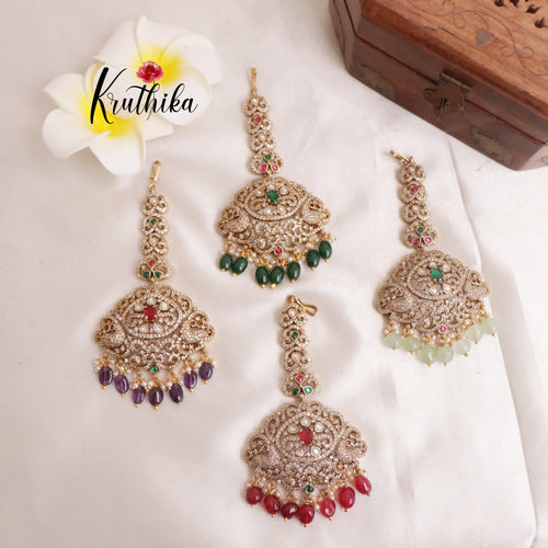 Gorgeous Victorian Peacock Maang Tika MT242 [ Available in 4 colours]