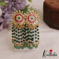 Gorgeous Floral Motifs Jadau Earrings With Multi Layered Bead Drops E1065