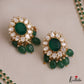 Stunning Floral Motifs Multi Pearl Layered Polki Victorian Haaram With Green Bead Drops  LH2117