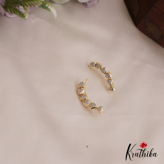 Trendy Triangle Motifs AD Stones Ear Climbers E933