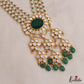 Stunning Floral Motifs Multi Pearl Layered Polki Victorian Haaram With Green Bead Drops  LH2117