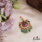 Elegant Floral Peacock Motifs Jadau Maang Tikka With Green Bead Drops MT370