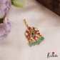 Classic Teardrop Motifs Jadau Maang Tikka With Green Bead Drops MT367