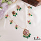 Classic Floral Teardrop Motifs Kemp Invisible Chain With Green Bead Drops NC3251 (Available In 3 Colors)