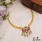Elegant Floral Motifs Hasli Jadau Choker With Green Bead Drops NC2955