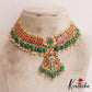 Pre-Order: Premium Floral Motifs Jadau Choker With Green Bead Drops NC2815 (Pre-Order: Shipping from 15th June)