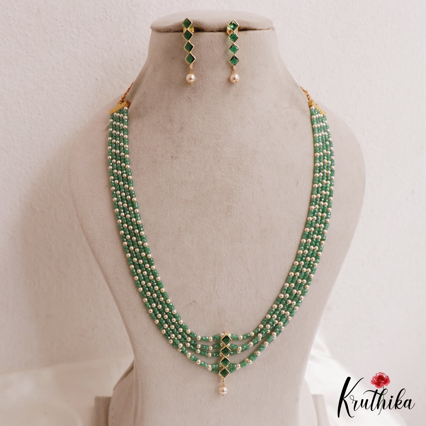 Trendy Square Motifs Multi Layer Pearl Bead Haaram LH2134 (Available In 5 Colors)