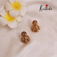 Beautiful Lakshmi Kasu Jadau necklace with green bead drops NC1875