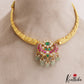 Elegant Floral Motifs Hasli Jadau Choker With Green Bead Drops NC2955