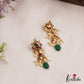 Pretty Lotus Motifs Kemp Earrings With Pearl Bead Drops E1126