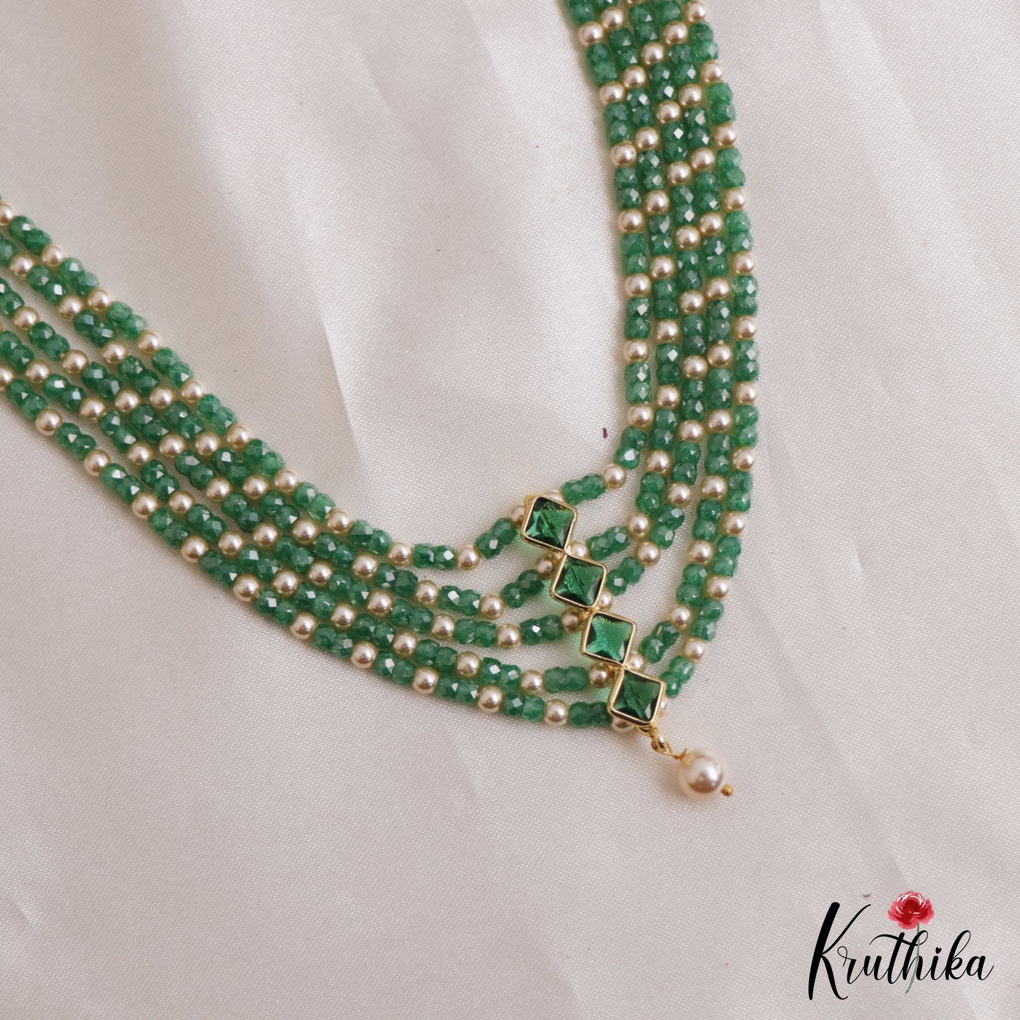 Trendy Square Motifs Multi Layer Pearl Bead Haaram LH2134 (Available In 5 Colors)