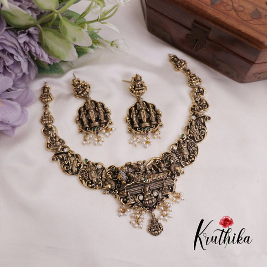 Beautiful  Antique Victorian Temple Anantha Sayana Vishnu Neckalce NC2362