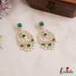 Stunning Floral Motifs AD Victorian Chandbali Earrings With Pearl Drops E1119 (Available In 2 Colors)
