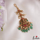 Trendy Antique Lakshmi Peacock Motifs Jadau Maang Tikka With Pearl Bead Drops MT400 (Available In 4 Colors)