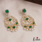 Stunning Floral Motifs AD Victorian Chandbali Earrings With Pearl Drops E1119 (Available In 2 Colors)