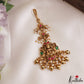 Trendy Antique Lakshmi Peacock Motifs Jadau Maang Tikka With Pearl Bead Drops MT400 (Available In 4 Colors)