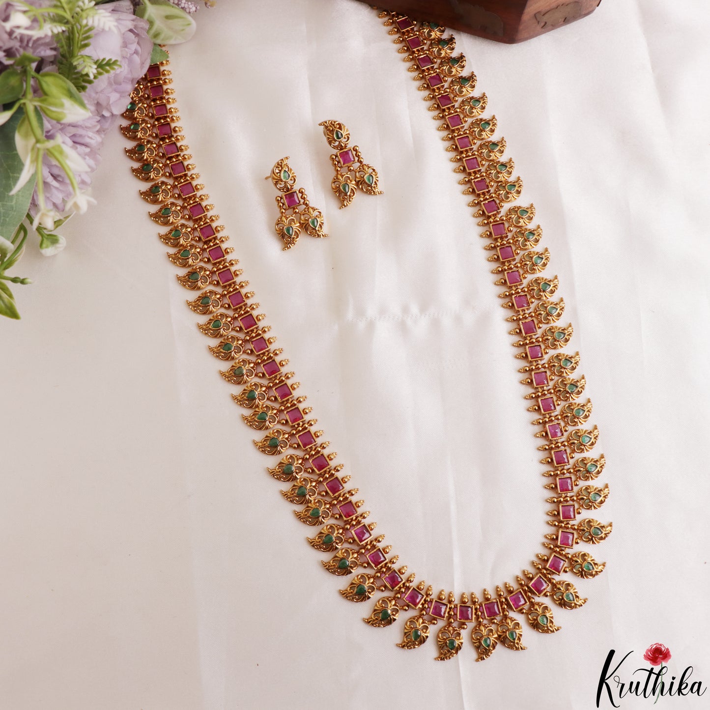 Classic Square Mango Motifs Jadau Haaram LH2204 (Available In 3 Colors)