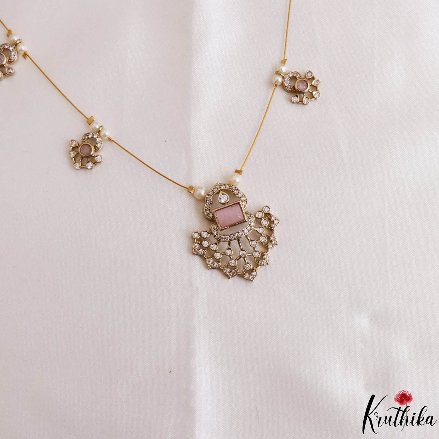 Pretty Floral Motifs CZ Invisible Chain NC3250 (Available In 6 Colors)