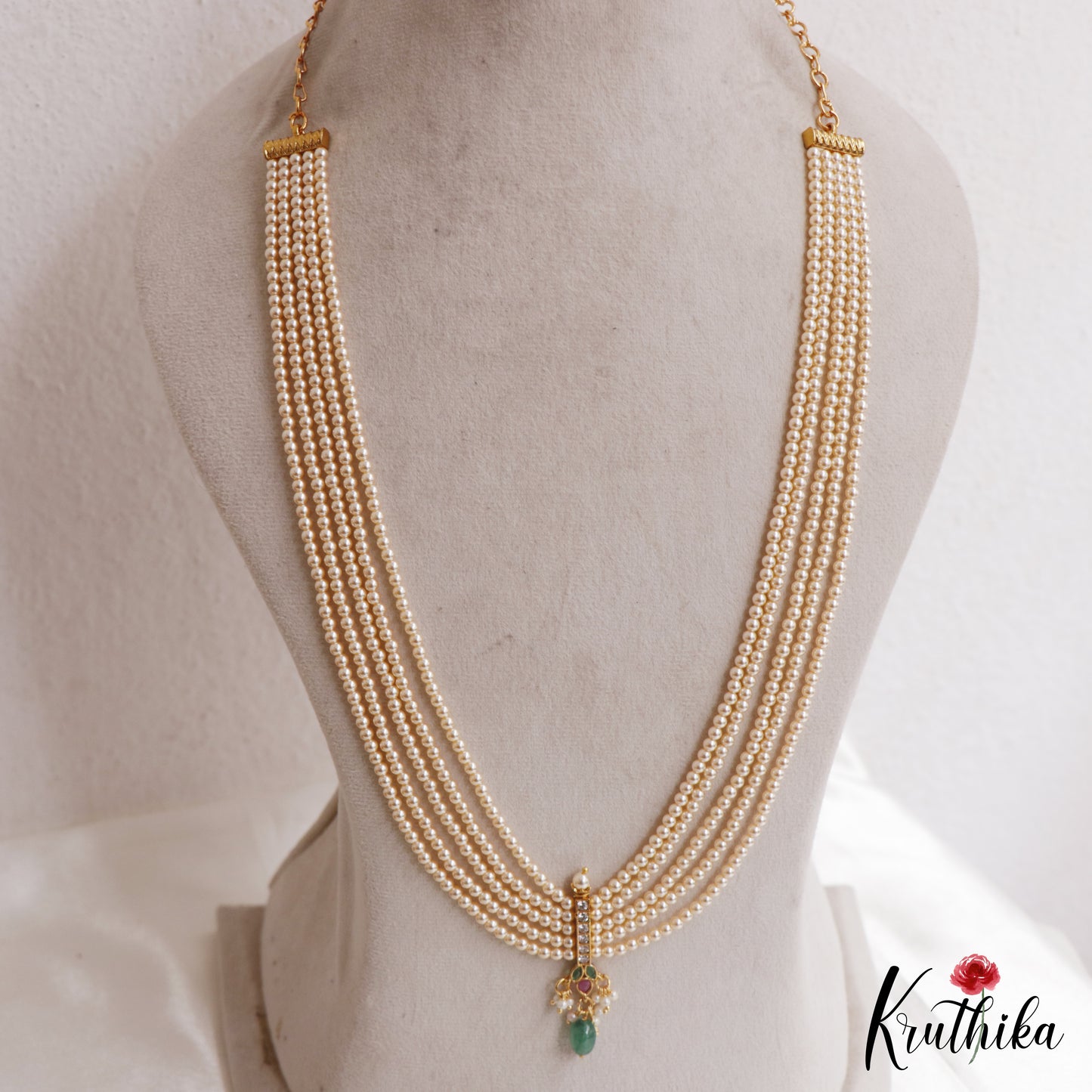 Beautiful Teardrop Motifs Multi Layer Pearl Bead Haaram LH2132 (Available In 9 Colors)