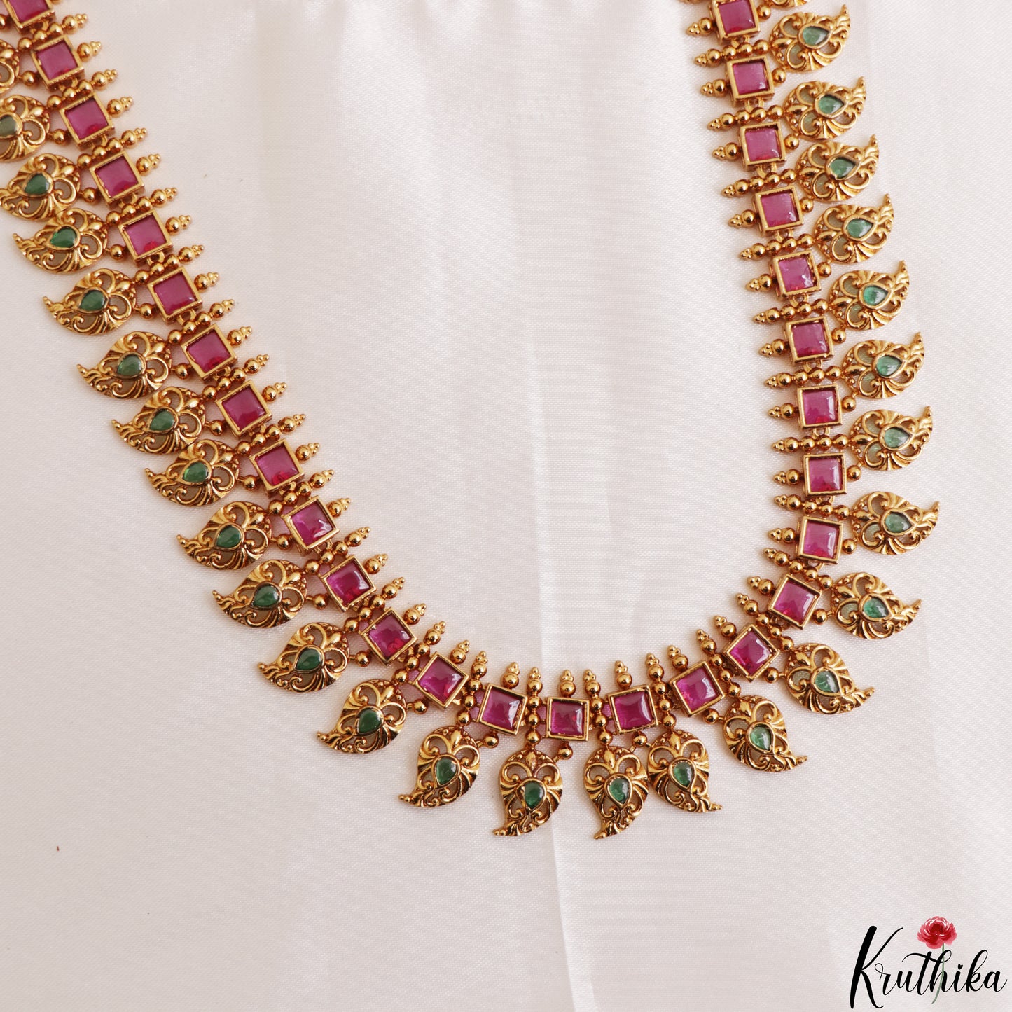 Classic Square Mango Motifs Jadau Haaram LH2204 (Available In 3 Colors)