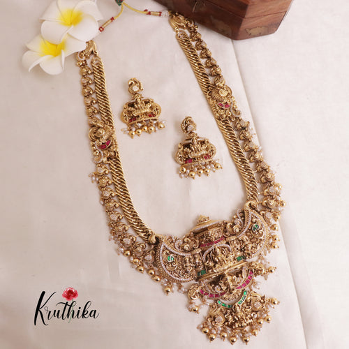 Royal Grand Nagas Jadau Temple Haram with golden Beads LH1850
