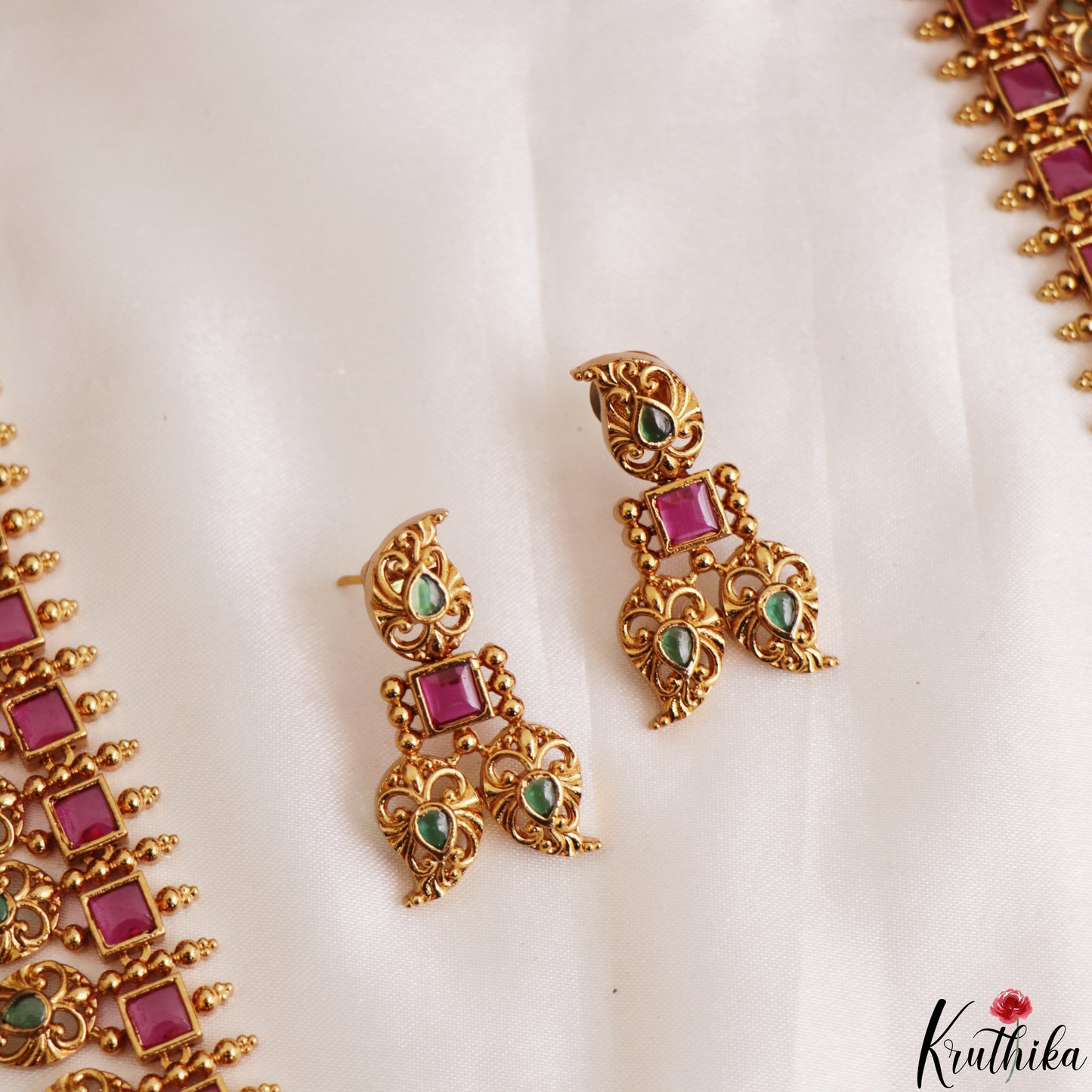 Classic Square Mango Motifs Jadau Haaram LH2204 (Available In 3 Colors)