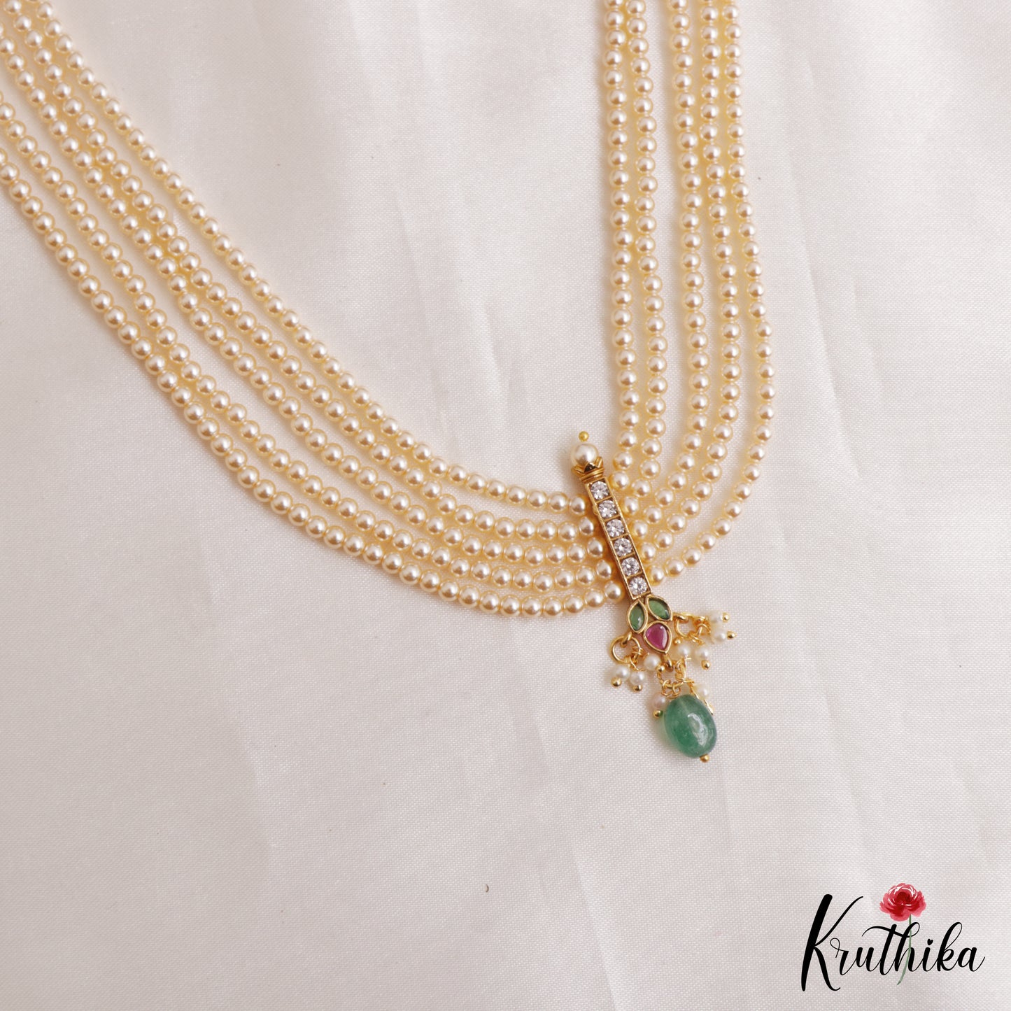 Beautiful Teardrop Motifs Multi Layer Pearl Bead Haaram LH2132 (Available In 9 Colors)