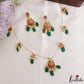 Classic Lakshmi Teardrop Motifs Kemp Invisible Chain With Green Bead Drops NC3253