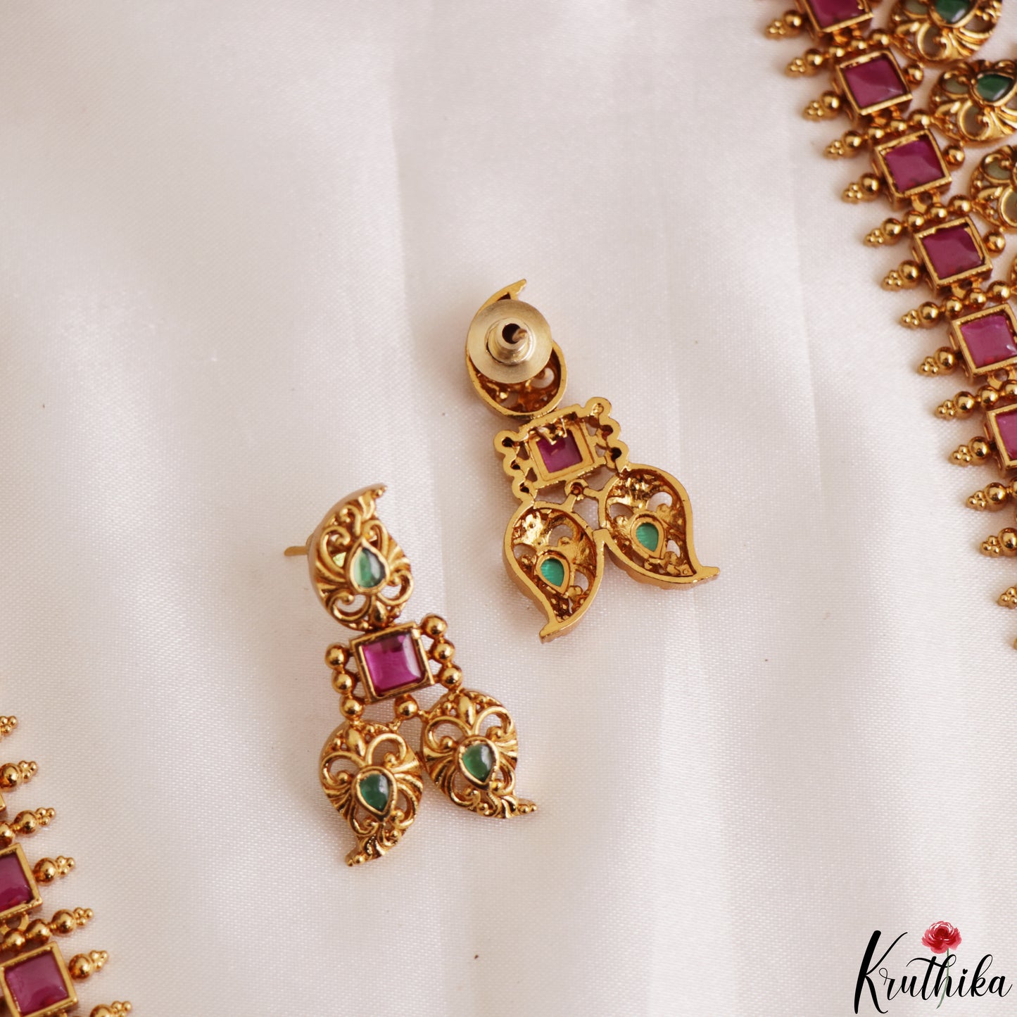 Classic Square Mango Motifs Jadau Haaram LH2204 (Available In 3 Colors)